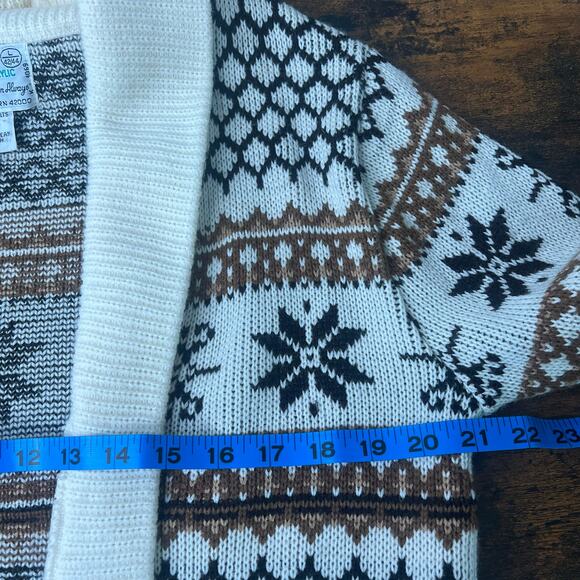 Vintage KMart Women's Fair Isle Print Cardigan Sweater *no belt* Sz L Fisherman - Picture 9 of 10
